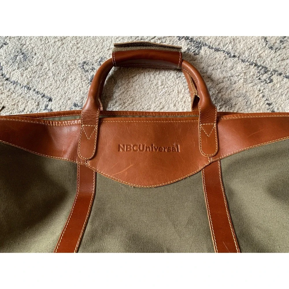 Vintage Canyon Outback Green Canvas & Leather Tote Bag 